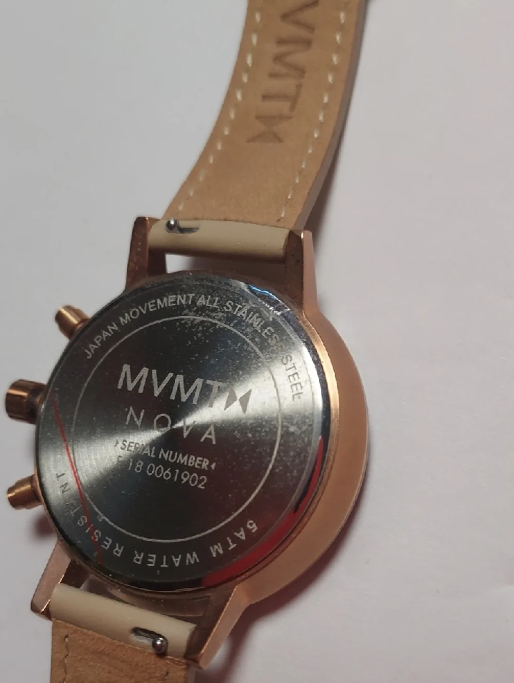 MVMT Rose gold Watch With Beige Leather Strap Chronograph Watch